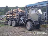 На Рахівщині поліція вилучила вантажівку з нелегальною діловою деревиною: за даним фактом відкрито кримінальне провадження