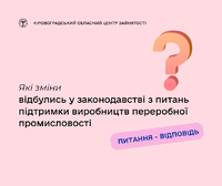 Які зміни відбулись з питань підтримки виробництв переробної промисловості?