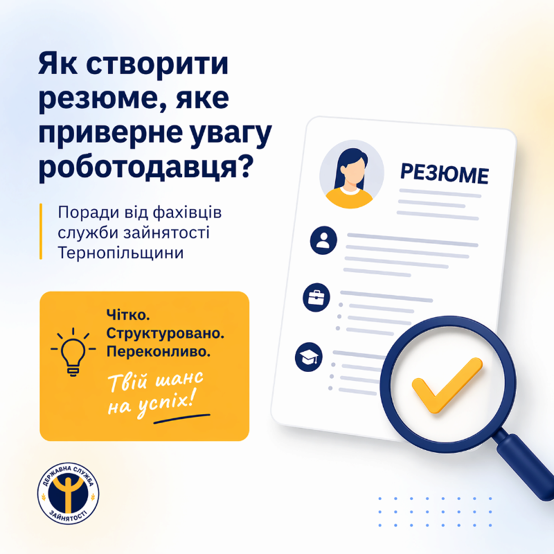 Як створити резюме, яке приверне увагу роботодавця? Поради від фахівців  служби зайнятості Тернопільщини | Бережаны | Экономика | Новости |  Тернопольская область №272746 — mistaUA