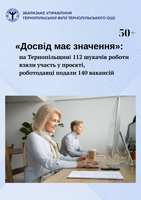 «Досвід має значення»: на Тернопільщині 112 шукачів роботи взяли участь у проєкті, роботодавці подали 140 вакансій