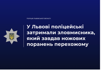 У Львові поліцейські затримали зловмисника, який завдав ножових поранень перехожому